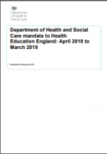 Department of Health and Social Care mandate to Health Education England: April 2018 to March 2019